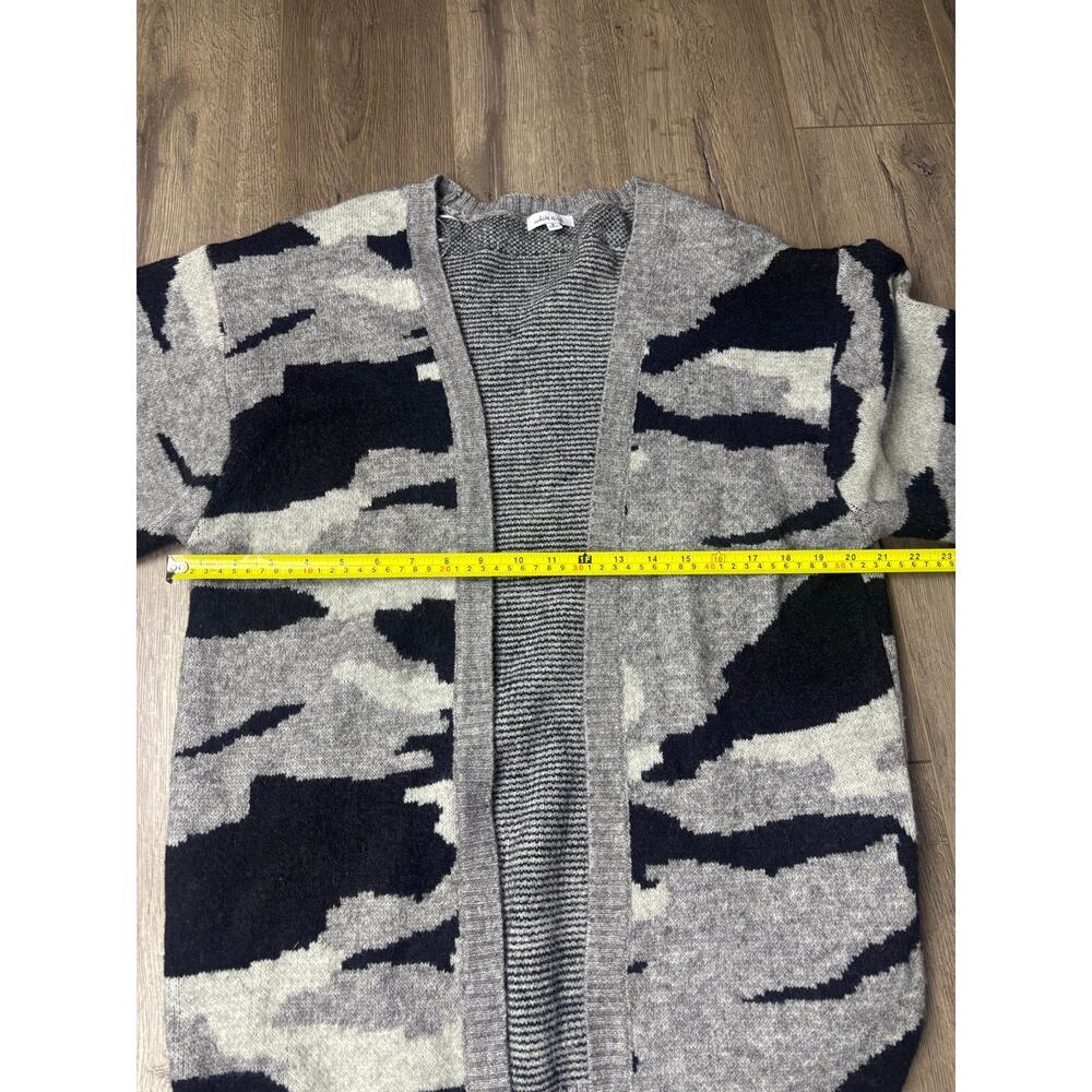 White Birch Gray Black Camo Open Front Cardigan Sweater Women’s S Cozy Kni - Picture 4 of 6